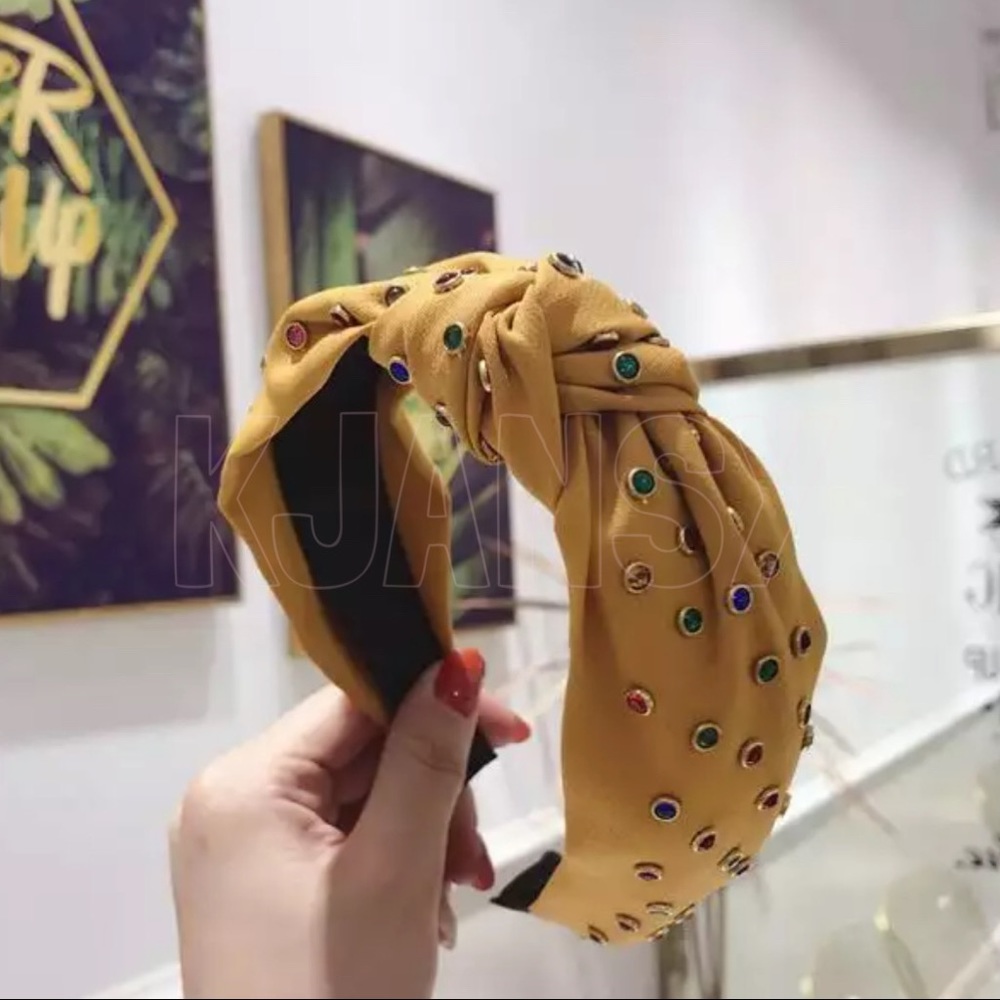 Yellow Embellished Top Knot Headband - Picture 2 of 4